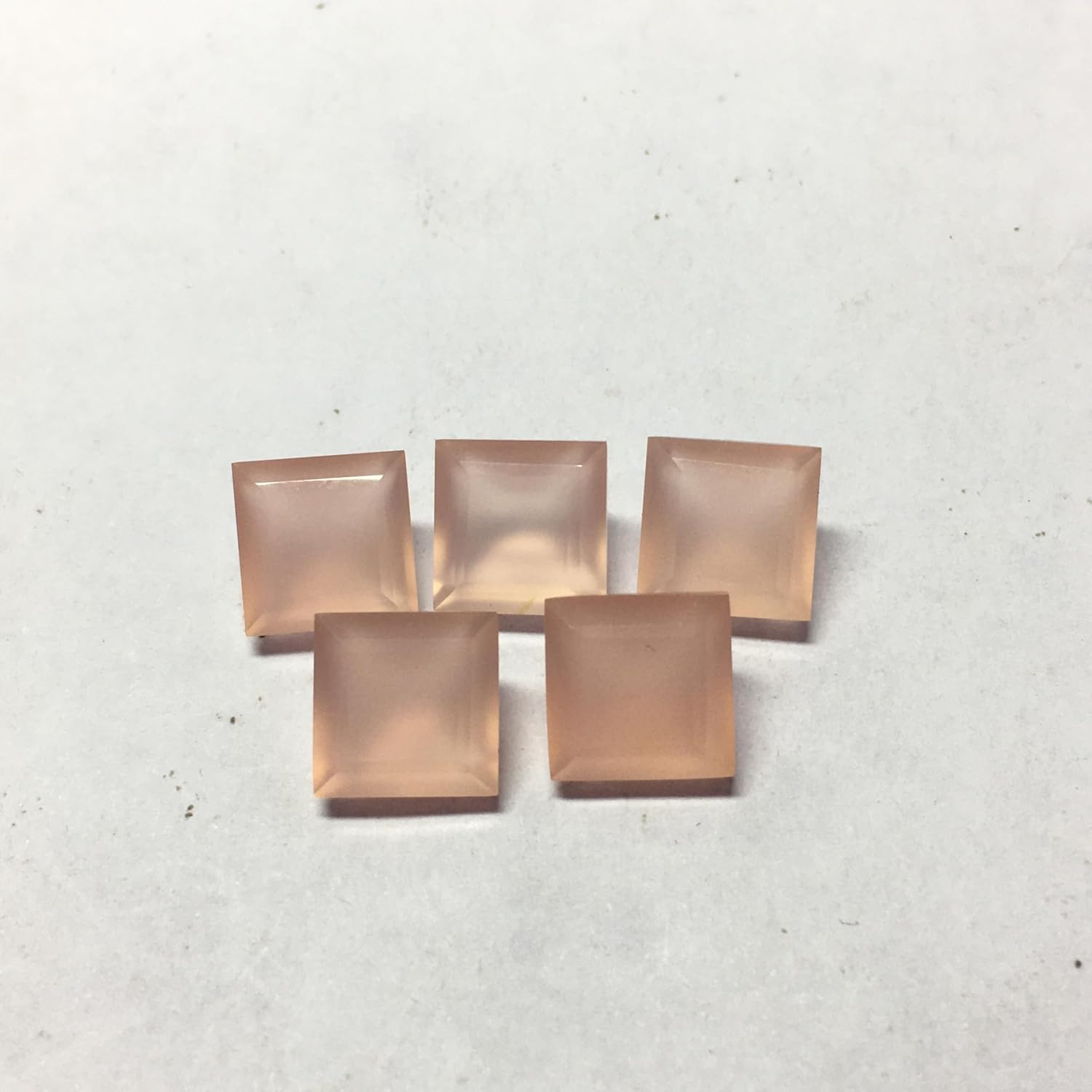 Pink chalcedony Square Cut Faceted back Pointed Loose Gemstones For Earrings Pendant & Jewelry Making (10 Pieces) Set