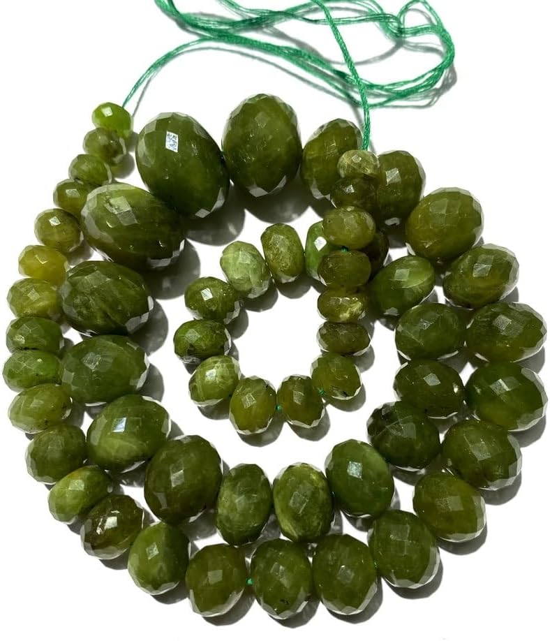 Natural Wonder Green Sapphire roundelle facated Beads 8-15 MM 18 inch Long String Jewelry Making Gemstone Beads for Necklace Bracelet