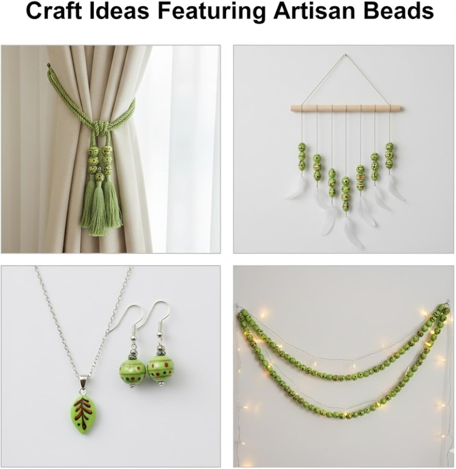 Multi Style Glass Beads, Handmade Lampwork Beads for Jewelry Making, DIY Craft & Decoration, Light Green (20)