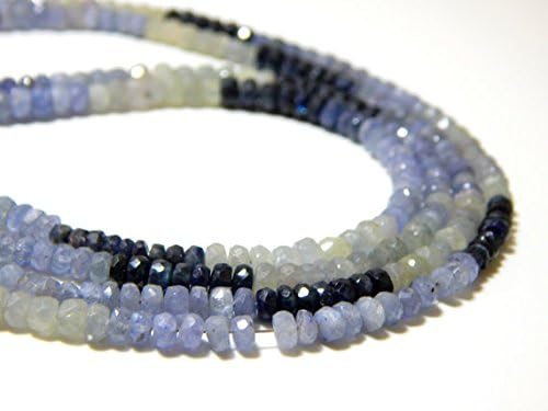blue sapphire shaded faceted roundelle beads 100 persent natural gemstone size 3.6x4.8 mm 18.5