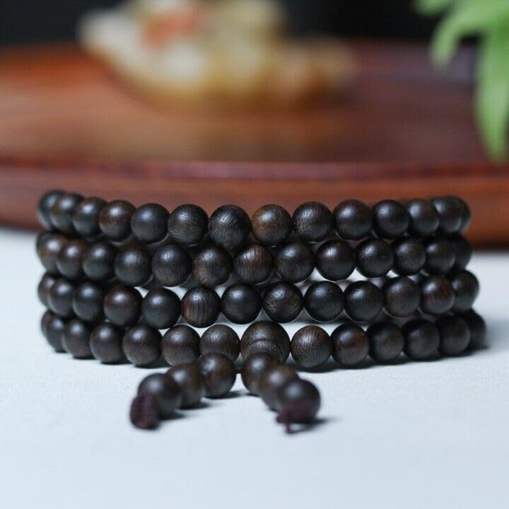 Agarwood 7mm Genuine Brunei Black Chess Sinker Grade Agarwood Skewers Buddha Beads Rosary