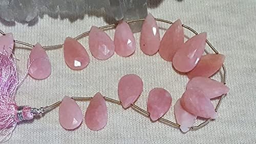 Pink Peruvian Opal Graduating Faceted Flat Drop Beads 10 in. Strand, Peruvian Pink Opal Bead, Genuine Opal, Natural Pale Pink Gemstone, 17mm x 10.5mm to 22.5mm x 11.7mm