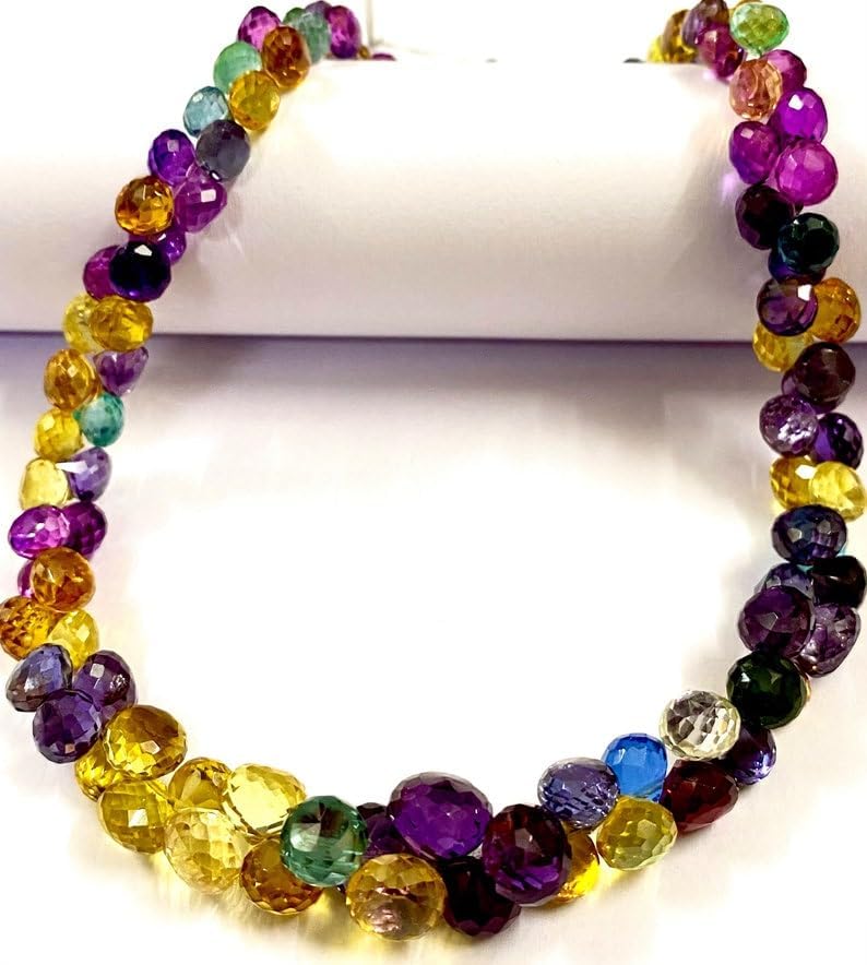 Natural Multi Sapphire Onion facated Beads 5-8 MM 14 inch Long String Jewelry Making Gemstone Beads for Necklace Bracelet