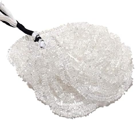 Natural Crystal Quartz Square Heishi Beads, 16 Inches Full 3 Strands, Size 6mm Code-HIGH-50711