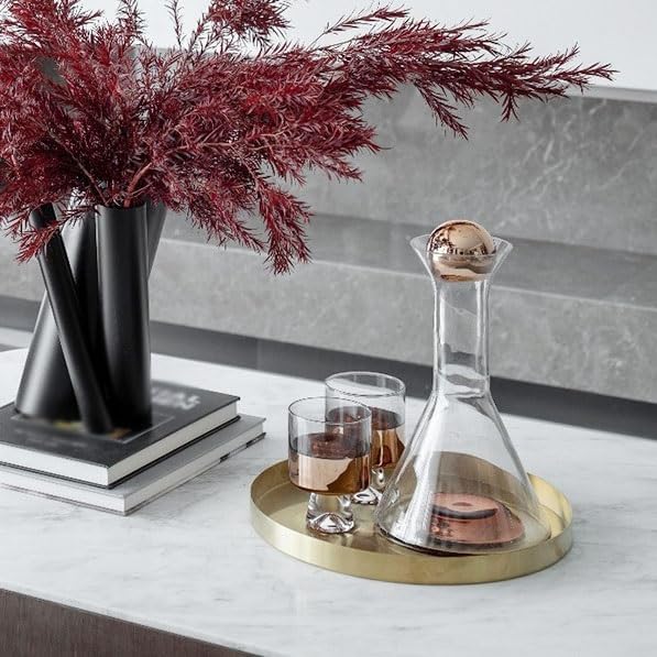 Tray Light Luxury Round Metal Tray Home Living Room Coffee Table Ornaments Water Cup Storage Tray Desktop Decoration Storage Tray Serving Trays(Black)