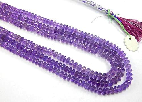 Natural Faceted Purple amethyst 7-8 mm rondelle beads 18 inches necklace Code-HIGH-47376
