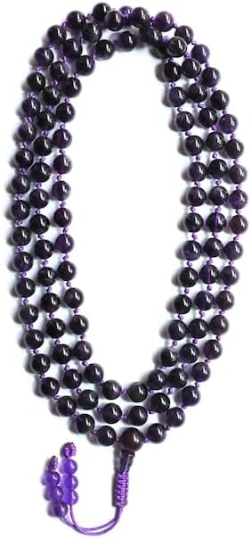 Natural Amethyst 10mm 108 Mala Beads, Spiritual, Meditation Beads, Reiki, Japa Mala, Buddhist Prayer Beads, Yoga Bracelet, healing beads LKMALA-RRGU-689, 34 inch, purple