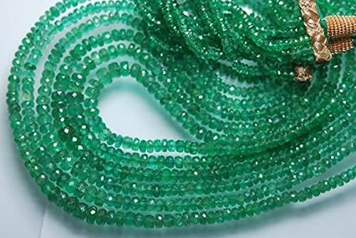 18 Inches Long Strands, st, Natural African Emerald Faceted Rondelles Size 6-3mm