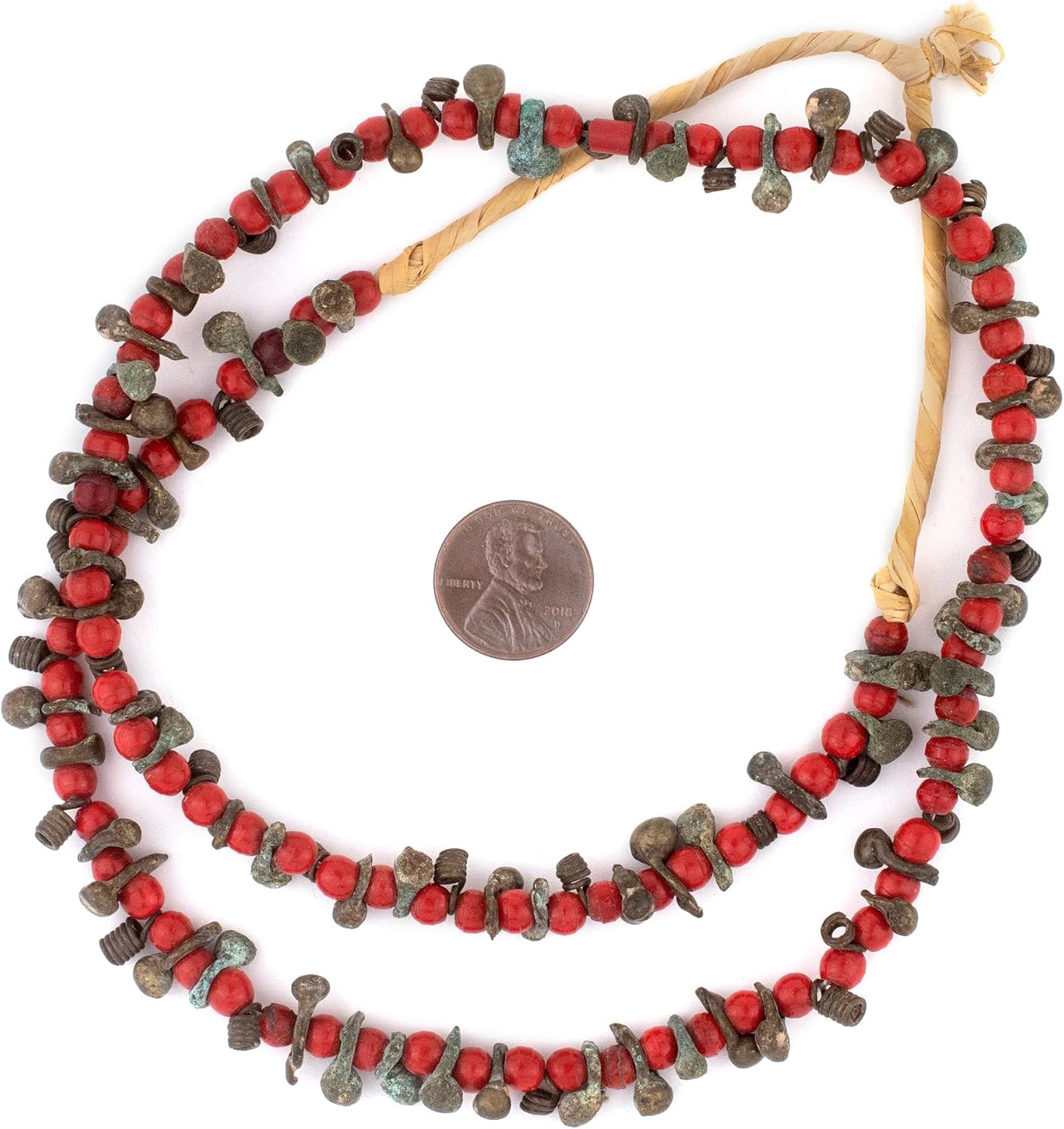 The Bead Chest Unusual Antique Nigerian Brass Beads 26 Inch Strand 9mm African 24-26 Inch Strand Handmade