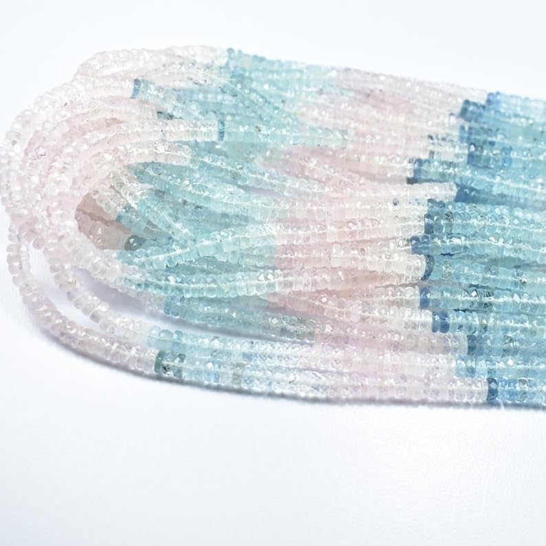 Natural Aquamarine tyre faceted Beads 4.5-5mm 18 inch long string jewelry making gemstone beads for necklace bracelet