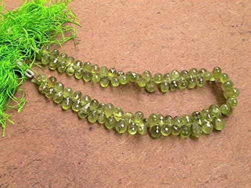 5 to 7 mm - 60 Pcs mm Peridot Briolette Faceted Drops