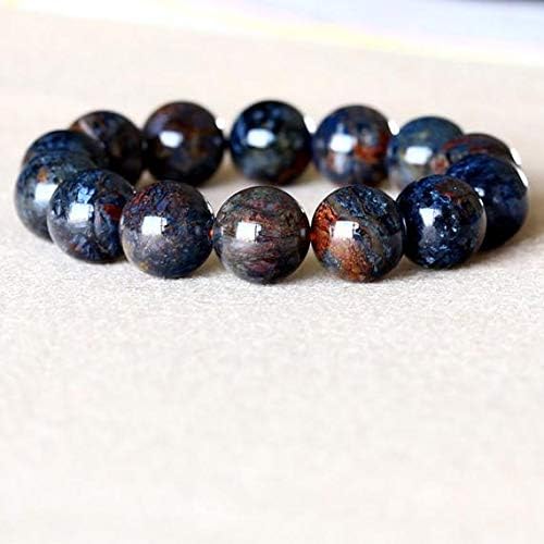 1 Strands Natural Gold Blue Pietersite Namibia Stretch Men's Bracelet Round Big Beads 15mm 05050 Code-HIGH-23170