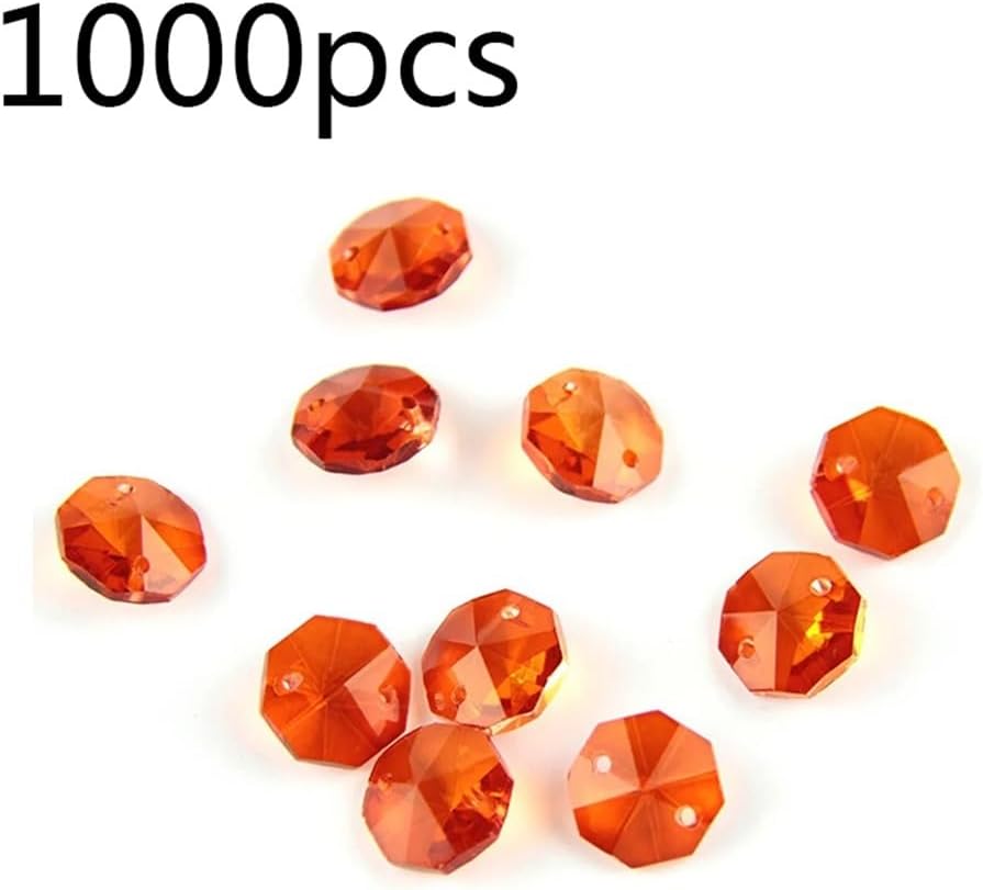Hanging Crystals Prisms Orange 14mm Octagon Beads in 2 Holes Strand Garland Curtain Beads Hangings Crystals for Decoration(1000pcs)