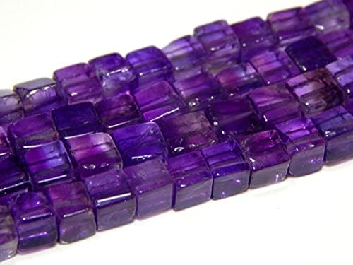 13 inch Strand of Natural gem Amethyst, 10mm Cube Smooth Beads for DIY Jewelry Making. | Beads_03875, Purple