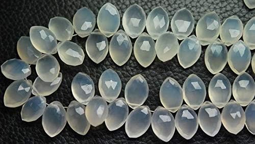8 Inch Strand,Grey Chalceny Faceted Marquise Shape Briolettes, Size 8x12mm Approx Code-HIGH-57444