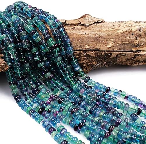 13 inch Strand of Natural gem Fluorite, 8mm rondelle Smooth Beads for DIY Jewelry Making. | Beads_03440, as per photo