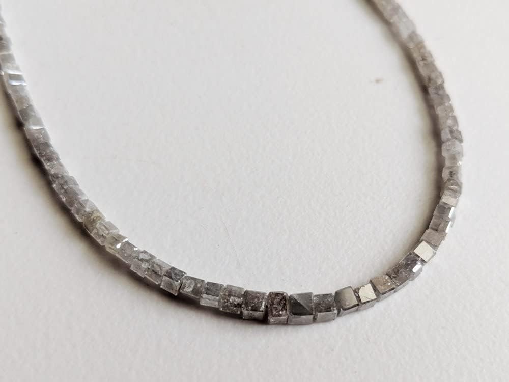 1.5-2.5mm Gray Diamond Cube Beads, Natural Gray Diamond Faceted Cube Beads, Gray Diamond Cubes for Necklace (2IN To 8IN Options) - PPD399, 1.5-2.5 MM Approx.