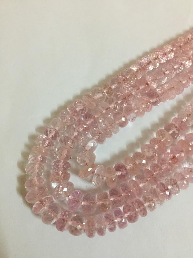 Natural Pink morganite rondelle Faceted Beads 5-8mm 16 inch Long String Jewelry Making Gemstone Beads for Necklace Bracelet