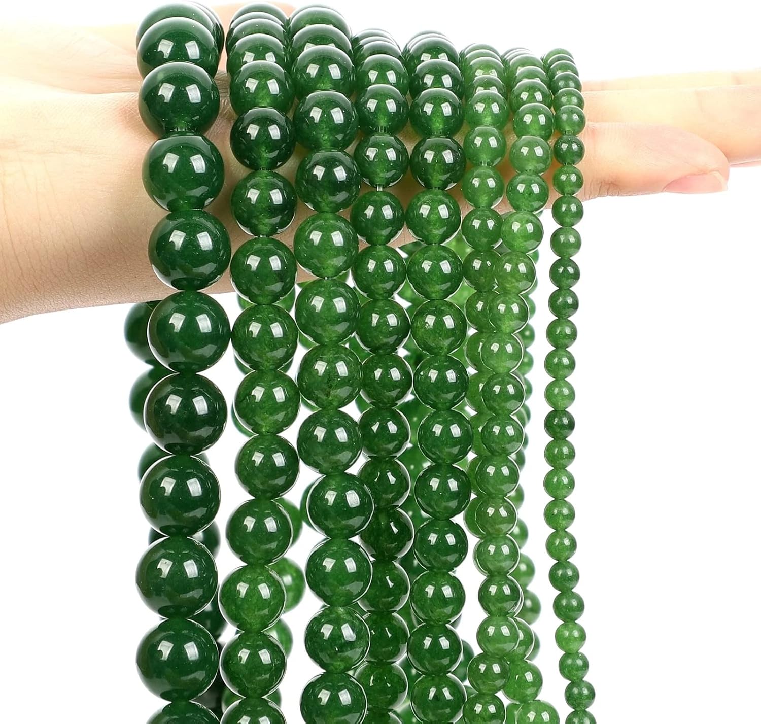 Natural Stone Green Chalcedony Jade Round Loose Spacer Bead for Jewelry Making Bracelet Necklace DIY (Color : D, Size : 12mm)