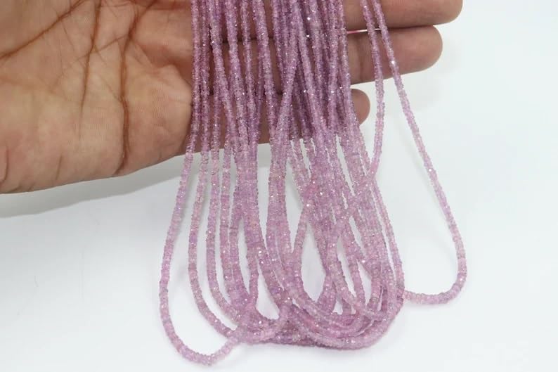 Natural Pink Sapphire Faceted Rondelle Beads 2.5-3.5mm Pink Sapphire Faceted 3mm Pink Sapphire Beads Wholesale Beads