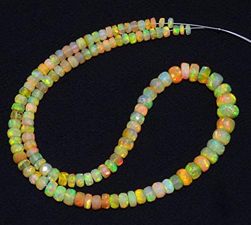 13 inch Strand of Natural gem Ethiopian Opal, 4-7mm rondelle Faceted Beads for DIY Jewelry Making. | Beads_03835