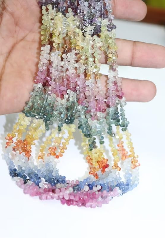 Multi Sapphire Faceted Drops Beads 2 * 4 mm Multi Beads Sapphire teardrops Beads Multi Sapphire Drops Wholesale Lot 10 Strands