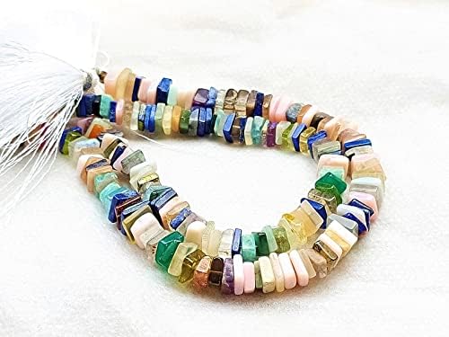 13 inch Strand of Natural gem Multi Gemstone, 5-6.5mm Square Faceted Beads for DIY Jewelry Making. | Beads_05480