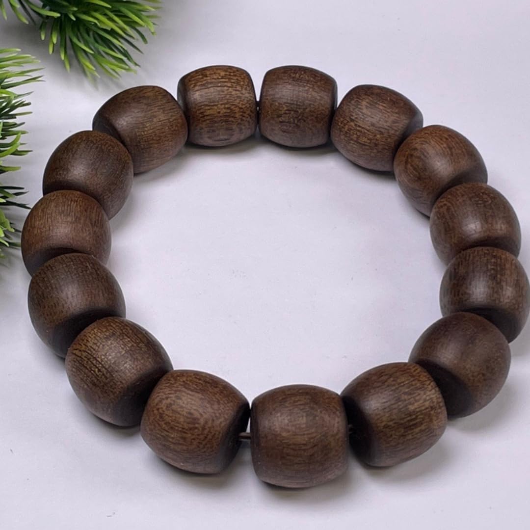 Hainan White Aquilaria Agallocha Agarwood 15mm*15 Beads in Barrel Shape Honey-Sweet and Cool Scent Sink-in-Water Grade