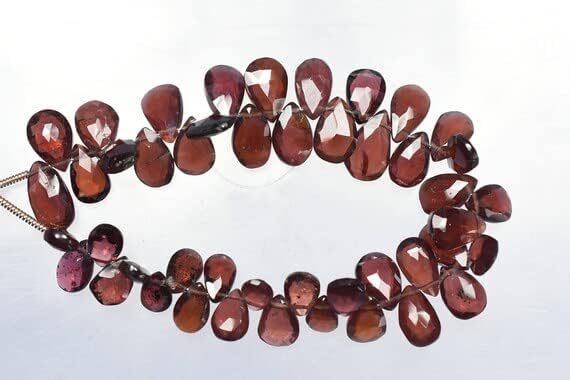 6 Inch 5x7-6x12mm Natural Red Garnet Faceted Pear Shape Briolette Beads Strand