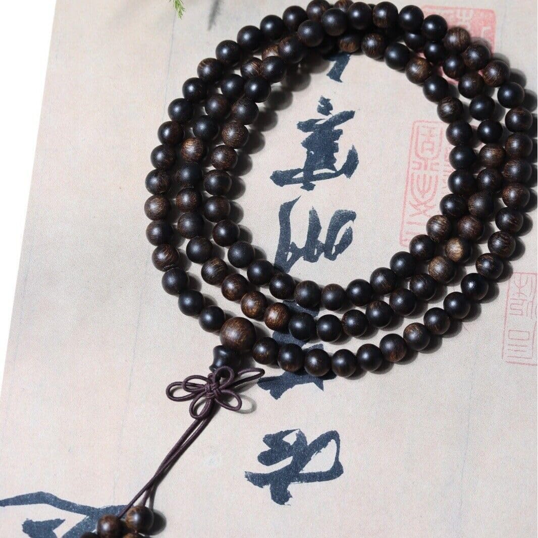 Agarwood 6mm*108pcs Darakan Agarwood old material bracelet submerged grade Buddha beads