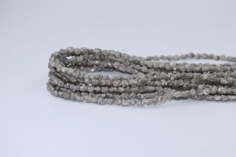 Natural Raw Grey White Diamond Long Drill Uncut Beads 3-4.5 mm Diamond Beads Uncut Diamond Beads White Diamond
