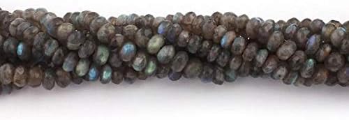 LKBEADS 7 Strand Labrarite Faceted Rondelles - Roundel Beads 8mm-9mm 14 Inches