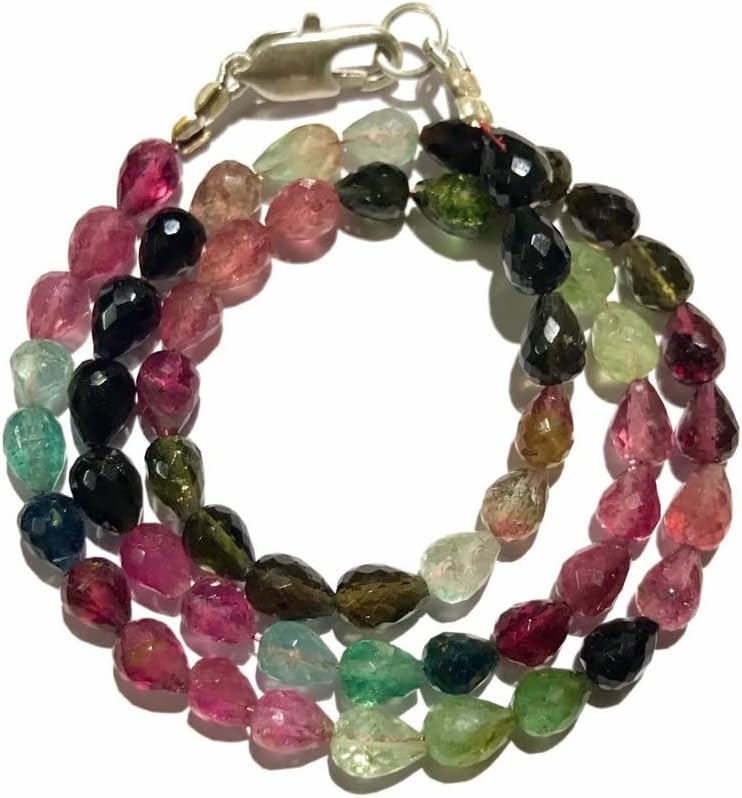 Natural Multi Tourmaline Teardrop facated Beads 4-5 MM 13 inch Long String Jewelry Making Gemstone Beads for Necklace Bracelet