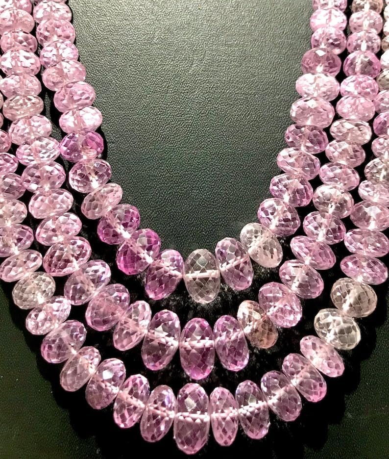 Natural PINK SAPPHIRE roundelle facated Beads 7-12 MM 18 inch long string jewelry making gemstone beads for necklace bracelet