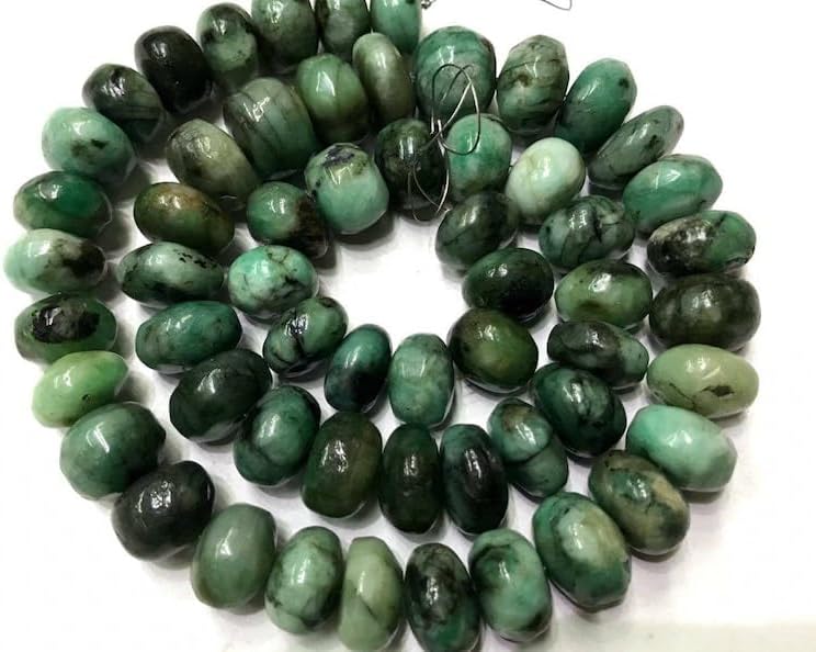 Natural Emerald RONDELLE soomth Beads 10x12mm 19 inch Long String Jewelry Making Gemstone Beads for Necklace Bracelet