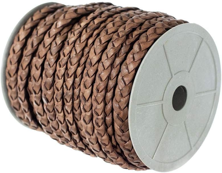 Craft County Flat Braided Leather Jewelry Craft Cord – Necklaces, Belts, Bracelets, Crafts and Jewelry Making (Red Brown, 10mm X 25 Yards)