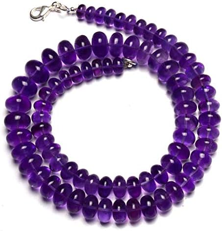 Natural Gemstone African Amethyst 7 to 12MM Smooth Rondelle Beads 18 Inch Full Strand Fine Quality Dark Purple Color Finished Necklace