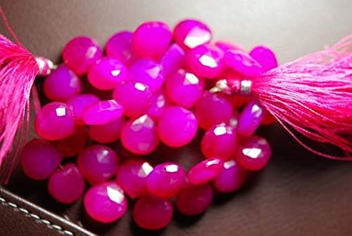 7 Inch Strand -Hot Pink Chalceny Faceted Heart Briolettes Size 11mm Approx Code-HIGH-56725