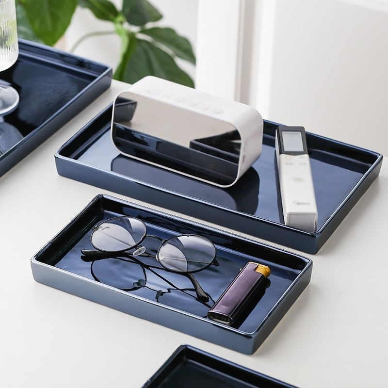 Tray Light Luxury Rectangular Tray B&B Hotel Bathroom Bathroom Wash Table Aromatherapy Cosmetics Storage Tray Serving Trays(B)