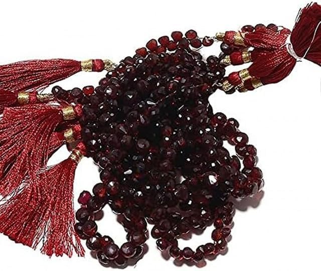 Garnet Briolette Beads, Micro Faceted Garnet, 6mm to 7mm Beads, 8 Inch lot of 10 Strands CHIK-STRD-94980
