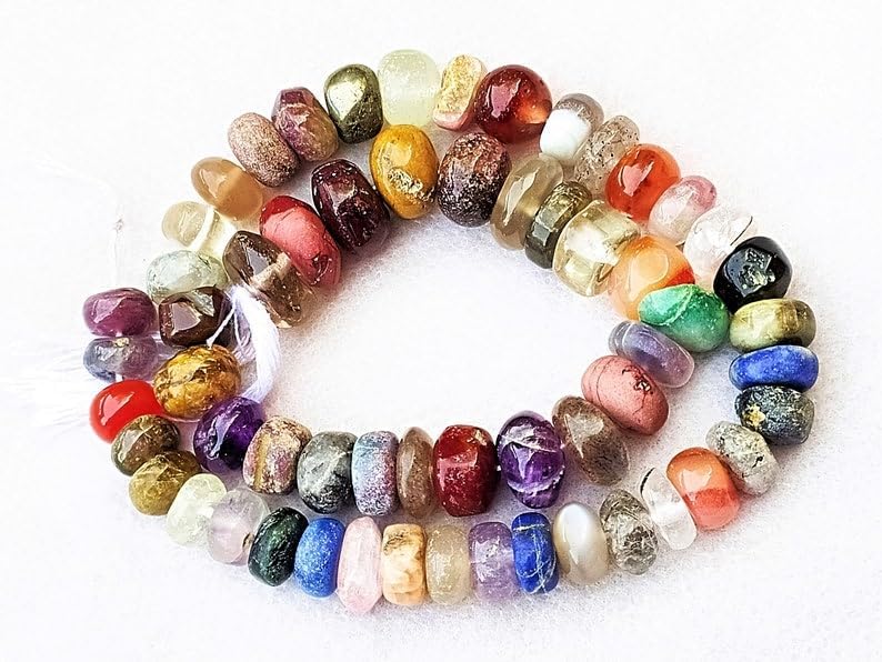 13 inch Strand of Natural gem Multi Gemstone, 7-11mm rondelle Smooth Beads for DIY Jewelry Making. | Beads_05481
