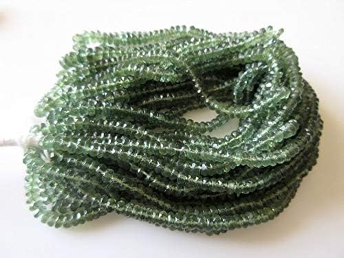 5 Strands Wholesale Natural Green Apatite Rondelle Beads, 5mm Faceted Rondelles, 16 Inch Strand