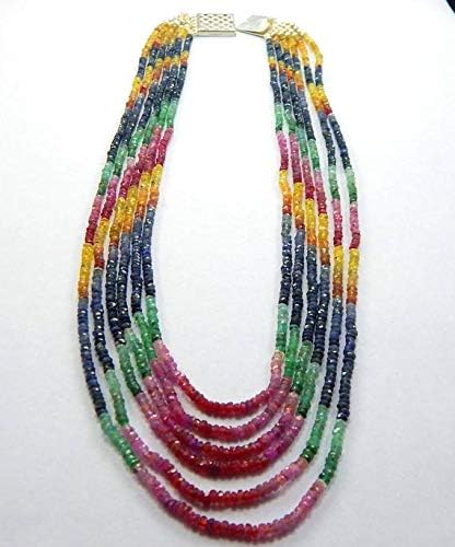 LOVEKUSH LKBEADS Multi-Sapphire Faceted Rondelle Beads- 19 Inch Long 6 Strand Stones Size-3 mm Code-HIGH-47102