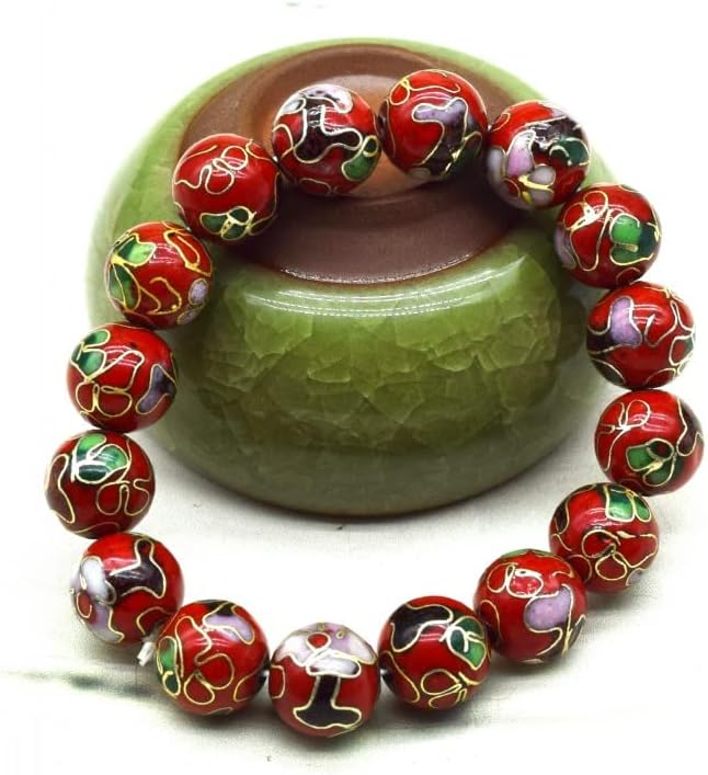 Multicolor Fine Polished 12mm Cloisonne Bead Bracelets for Women Enamel Beaded Bracelet Elastic Fashion Chinese ICH Handcrafts