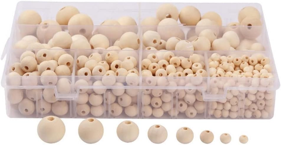 660 Pcs 8 Sizes Wooden Beads for Crafts with 10M Jute Twine Unfinished Wood Beads for Jewelry Making DIY Crafting (Color : A Size : One Size)