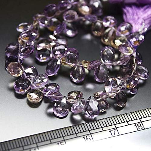 natural bi color ametrine faceted pear drop gemstone craft loose beads strand 8