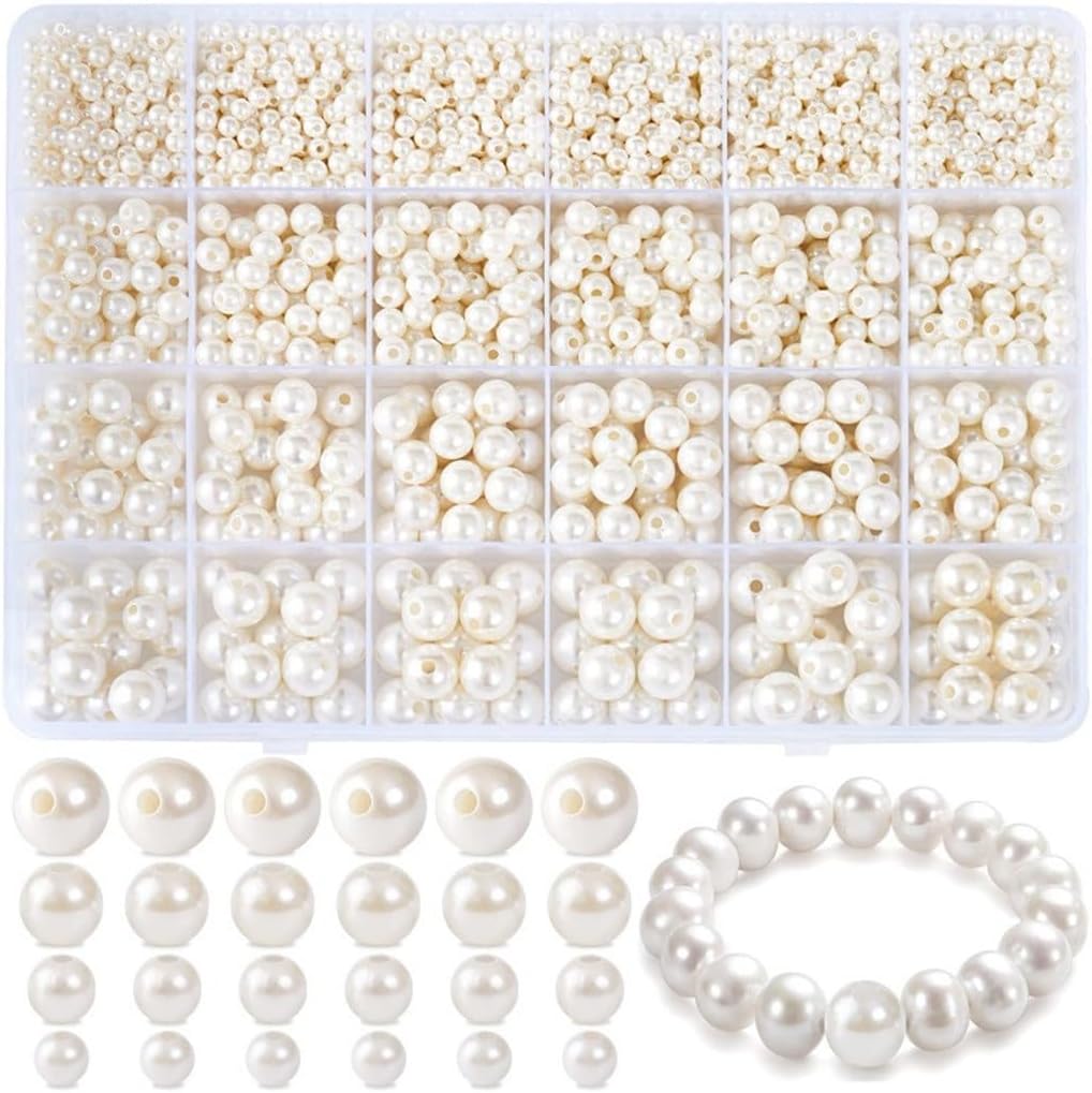 Pearl Set 1890 White Mixed Polished Loose Beads 4/6/8/10/12 Mm Pearls
