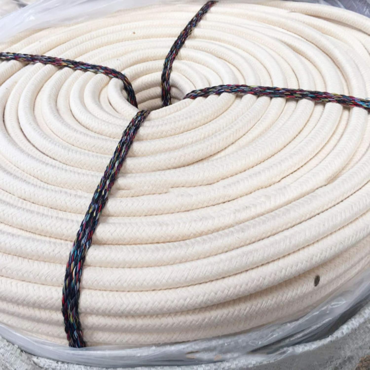 Cotton String Ball, Elastic cord, thread beading string,Flag Rope Cotton Beige 100m,Flag Pole Halyard Rope Strong Durable,Multi-purpose Cotton Rope for Outdoor Hanging Clothes,Travel Tying,Garden,Beig