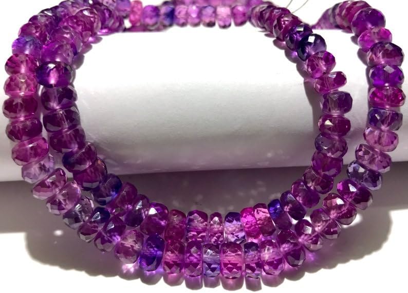 Natural Pinkish~Purple Sapphire roundelle facated Beads 5-7 MM 18 inch Long String Jewelry Making Gemstone Beads for Necklace Bracelet