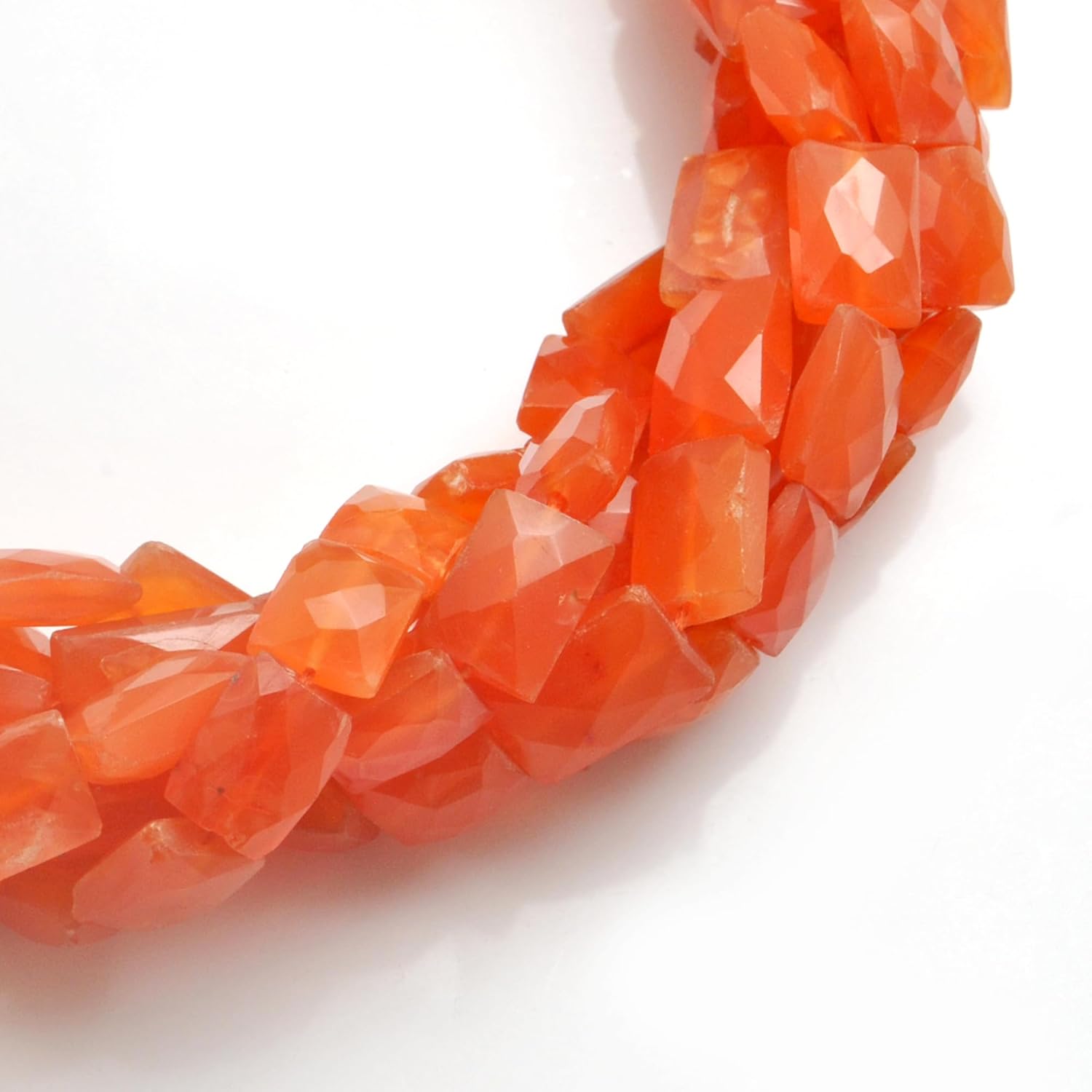 Kanika Creations Natural Carnelian Faceted Rectangle Beads 9X10-10X15MM – 30 Pcs 16.5 Inch Strand, Faceted Orange Gemstones for DIY Jewelry Making